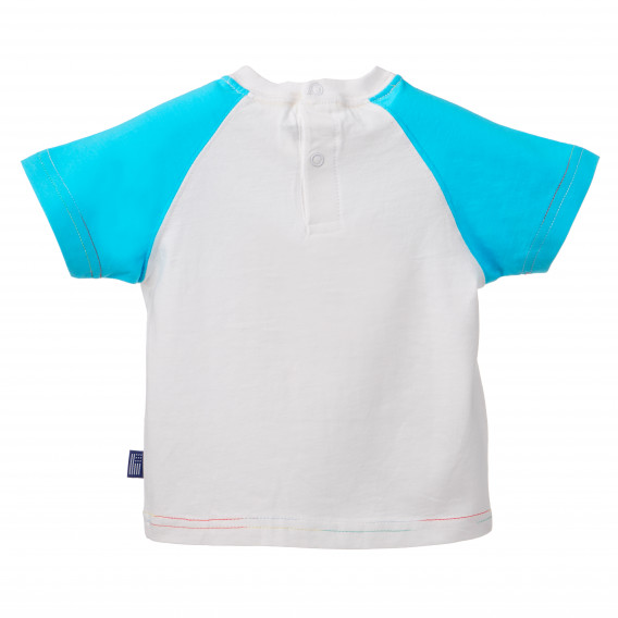 Памучна тениска за бебе с контрастни ръкави в бяло и синьо Original Marines 157075 4