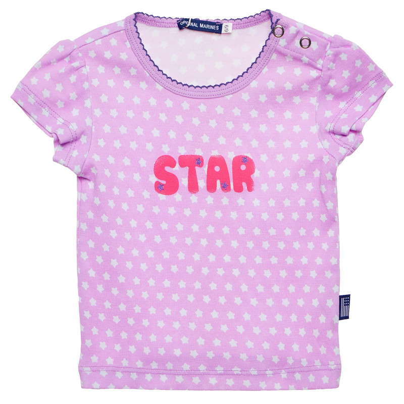 Памучна тениска за бебе за момиче в лилаво и бяло  157112