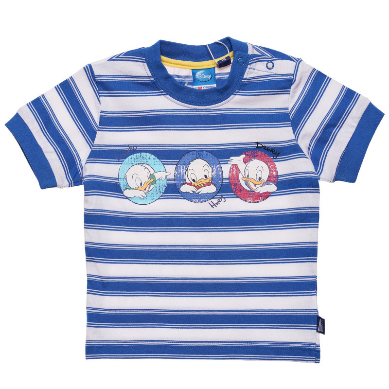 Памучна тениска за бебе за момче в бяло и синьо  157160
