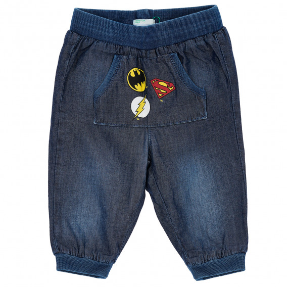 Памучни панталони за бебе сини Benetton 157334 