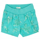 Памучни къси панталони за бебе зелени Benetton 157342 