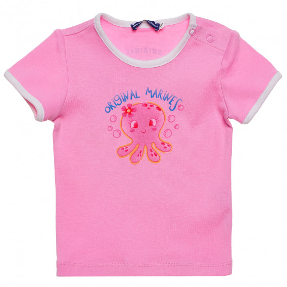 Памучна тениска за бебе за момиче, розова Original Marines 157630 