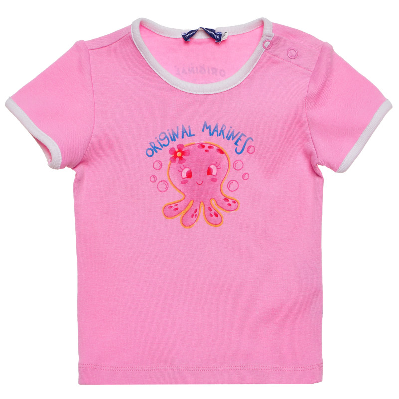 Памучна тениска за бебе за момиче, розова  157630