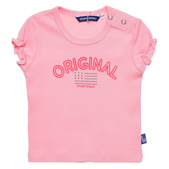 Памучна тениска за бебе за момиче розова Original Marines 158141 