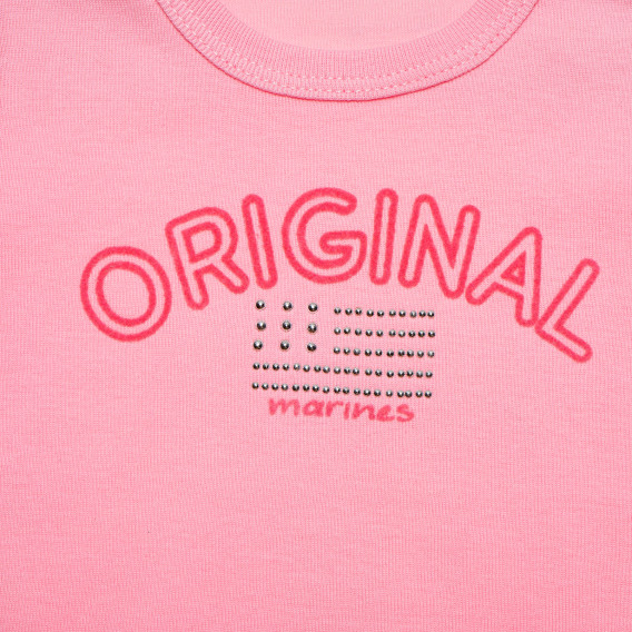 Памучна тениска за бебе за момиче розова Original Marines 158142 2