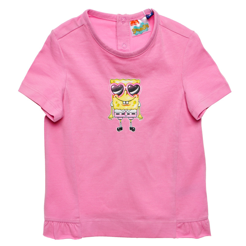 Памучна тениска за бебе за момиче розова  158857