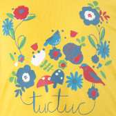 Памучна жълта блуза с дълъг ръкав и забавна апликация за момиче Tuc Tuc 1589 3