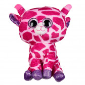 Плюшен жираф с брокатени очи и дрънкалка - розов, 18 см Amek toys 159490 
