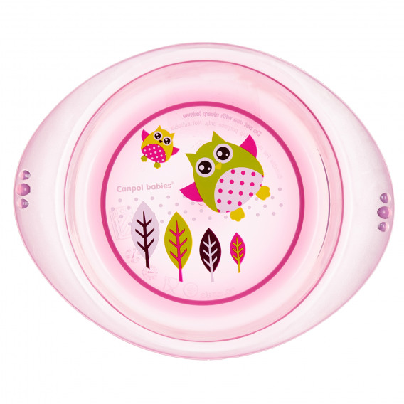 Купичка прозрачна - розова сова, пластмаса 320 ml Canpol 159538 