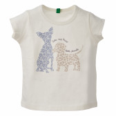 Памучна тениска за бебе момиче бяла Benetton 160359 