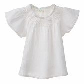 Памучна тениска за бебе момиче бяла Benetton 160371 