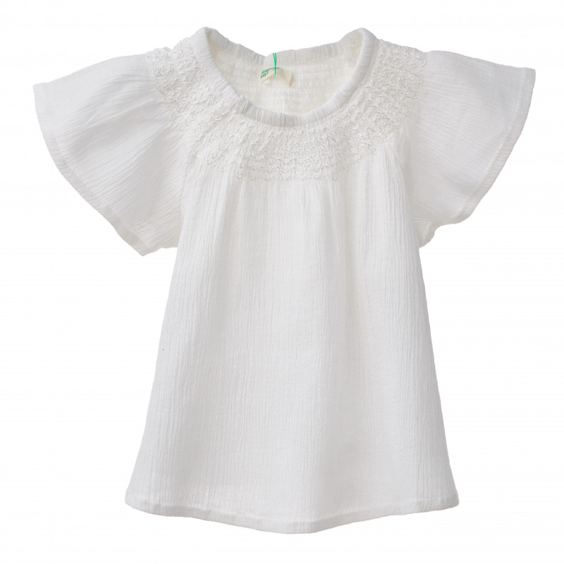 Памучна тениска за бебе момиче бяла  160371