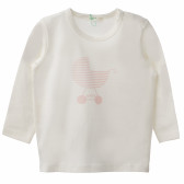 Памучна блуза за бебе момиче бяла Benetton 160488 
