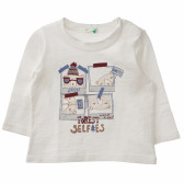 Памучна блуза за бебе бяла Benetton 160540 