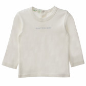 Памучна блуза за бебе бяла Benetton 160544 