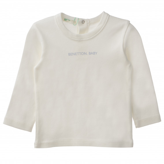 Памучна блуза за бебе бяла Benetton 160544 