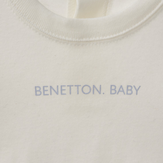 Памучна блуза за бебе бяла Benetton 160545 2