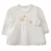 Памучна рокля за бебе момиче бял Benetton 160556 