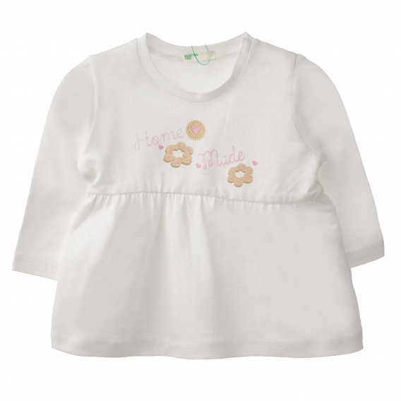 Памучна рокля за бебе момиче бял Benetton 160556 