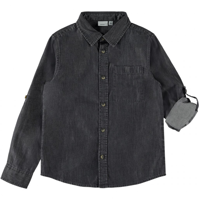 Дънкова риза от органичен памук за момче черна  160813