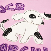 Памучна тениска с апликация на куче, лилава Benetton 161073 3