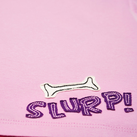 Памучна тениска с апликация на куче, лилава Benetton 161074 4