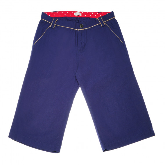 Памучни панталони с 3/4 дължина за момиче сини Naf Naf 161364 