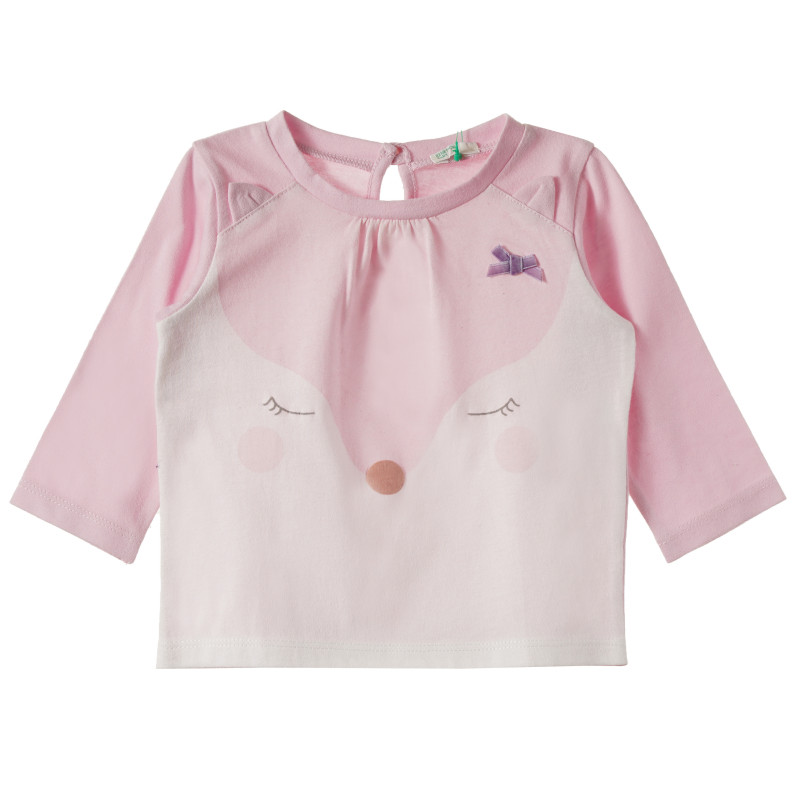 Памучна блуза с дълъг ръкав за бебе за момиче розова  161441