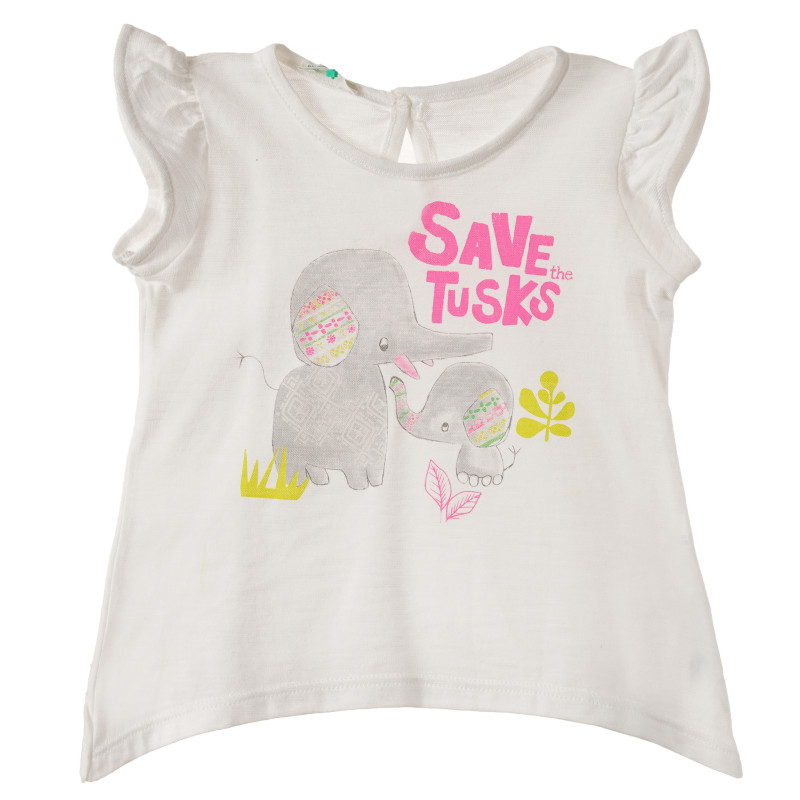 Памучна тениска за бебе за момиче бяла  161949