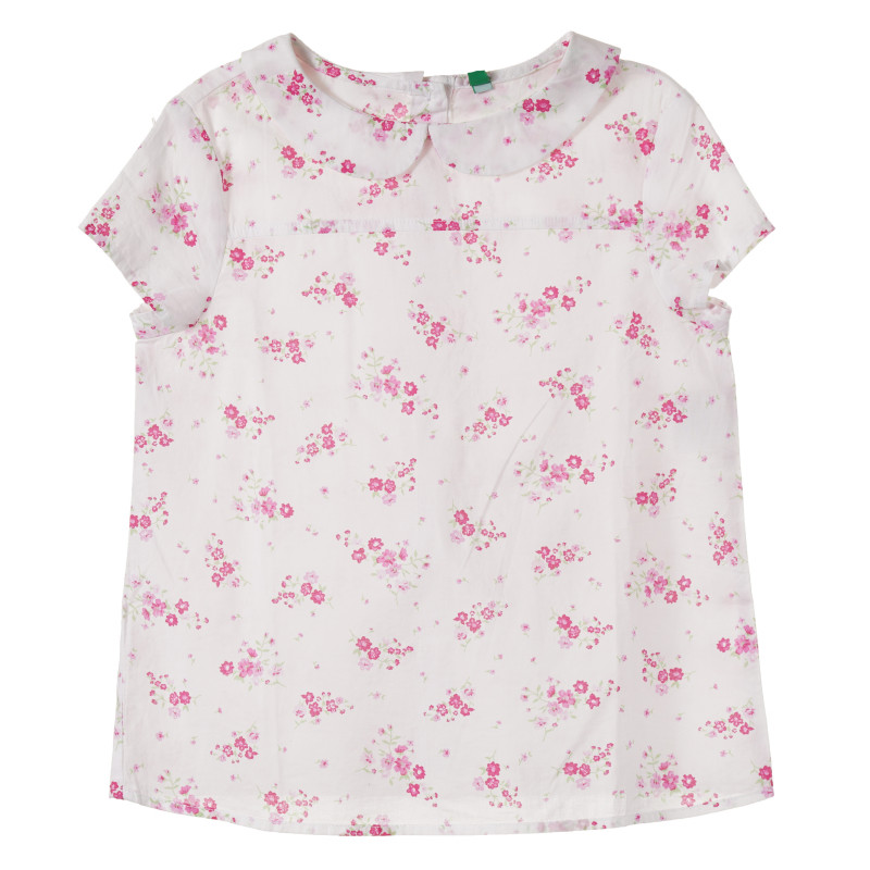 Памучна риза за момиче бяла с флорален принт  162009