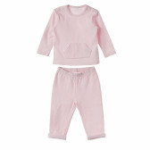 Памучен комплект от блуза и панталон за момиче розов Benetton 162163 