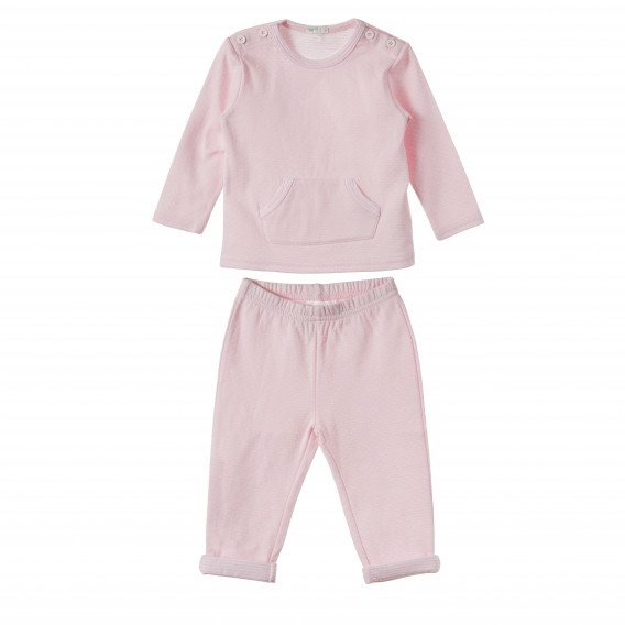 Памучен комплект от блуза и панталон за момиче розов Benetton 162163 