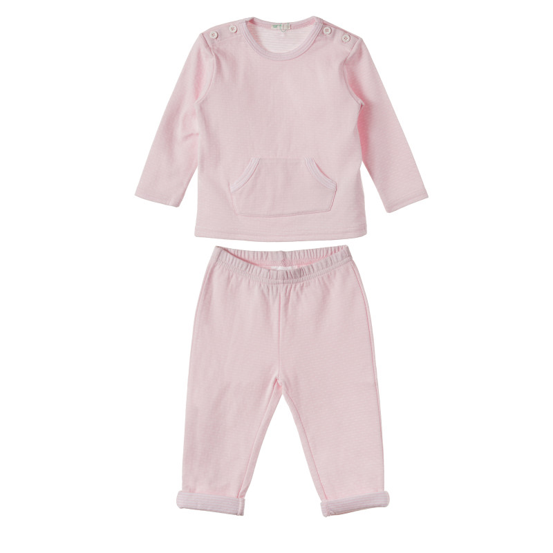 Памучен комплект от блуза и панталон за момиче розов  162163