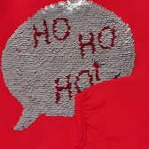 Памучна блуза с пайети и надпис HO HO HO, червена Idexe 163343 2