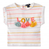 Блуза сцветни пискюлчета за бебе момиче, бяла KIABI 163370 