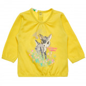 Памучна блуза с дълъг ръкав жълта за момиче Benetton 163476 
