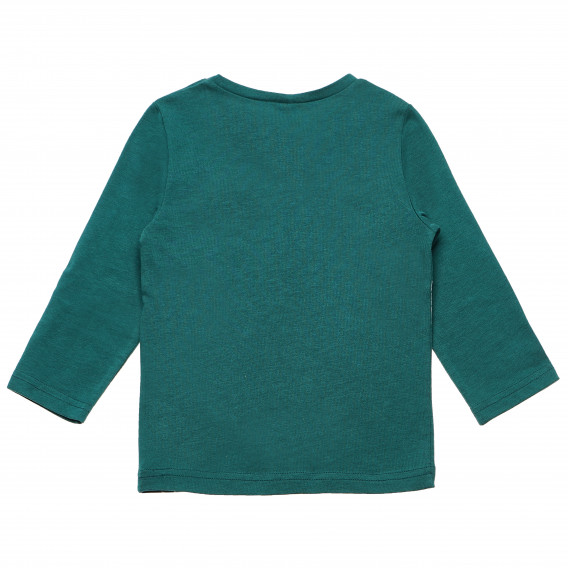 Памучна блуза с дълъг ръкав зелена за момче Benetton 163595 4