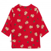 Памучна блуза с дълъг ръкав и щампа червена за бебе Benetton 163716 4