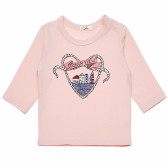 Памучна блуза с дълъг ръкав розова за бебе Benetton 163741 