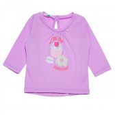 Памучна блуза с дълъг ръкав лилава за бебе Benetton 163779 