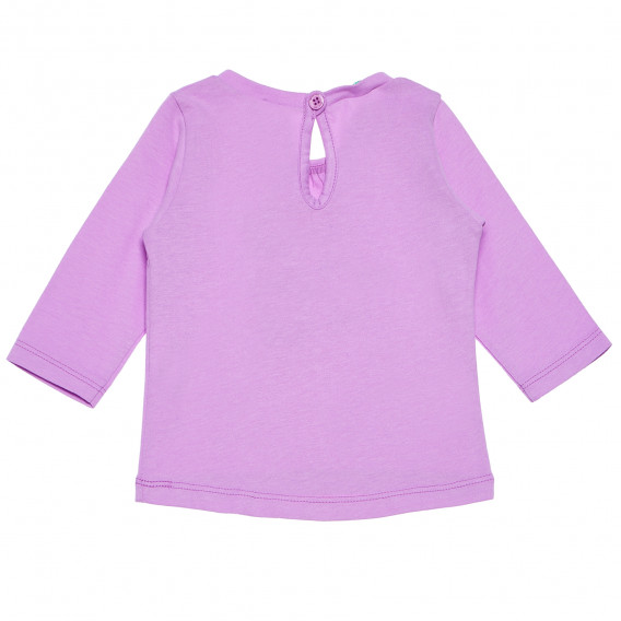 Памучна блуза с дълъг ръкав лилава за бебе Benetton 163782 3