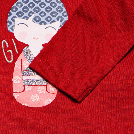Блуза с дълъг ръкав за бебе, червена  Benetton 163796 4