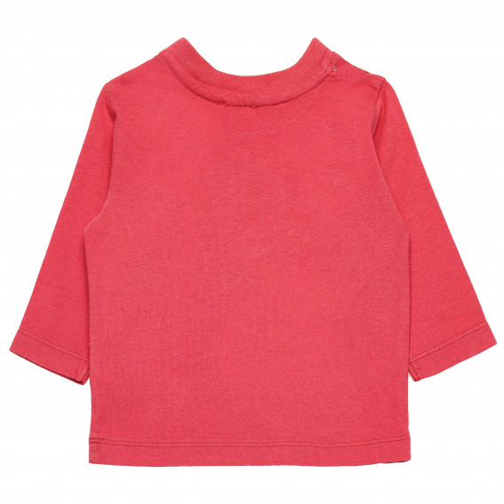 Памучна блуза с дълъг ръкав за бебе, коралова Benetton 163841 2