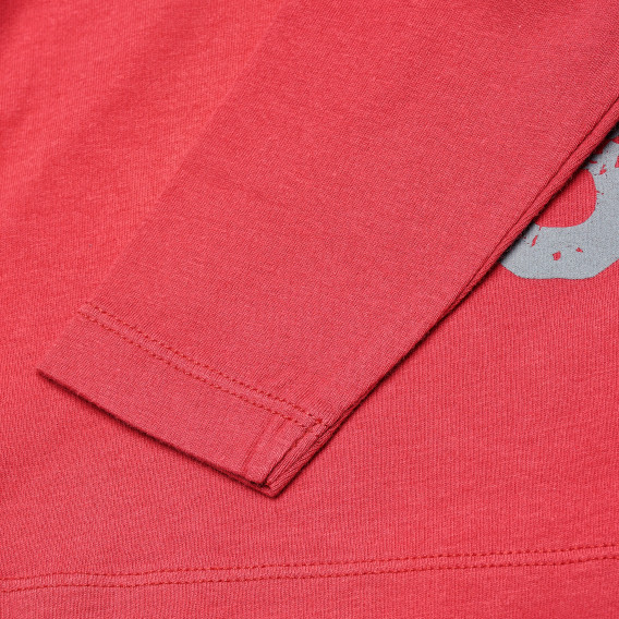 Памучна блуза с дълъг ръкав за бебе, коралова Benetton 163851 4