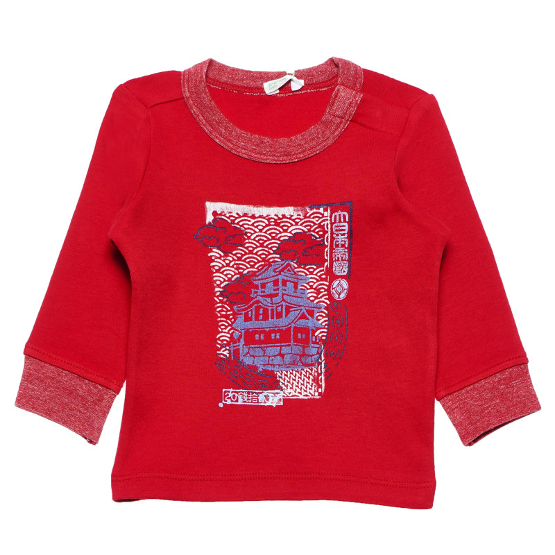 Памучна блуза с дълъг ръкав червена за бебе  163988