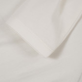 Памучна бяла блуза с дълъг ръкав и с кокетна картинка в предната част за момиче Benetton 164610 4