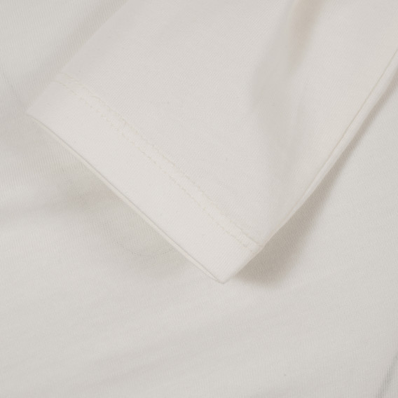 Памучна бяла блуза с дълъг ръкав и с кокетна картинка в предната част за момиче Benetton 164610 4