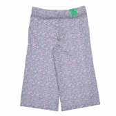 Памучни панталони с флорален принт Benetton 164889 2