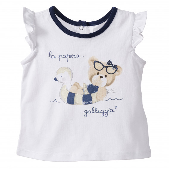 Памучна блуза за бебе за момиче бяла Chicco 165122 