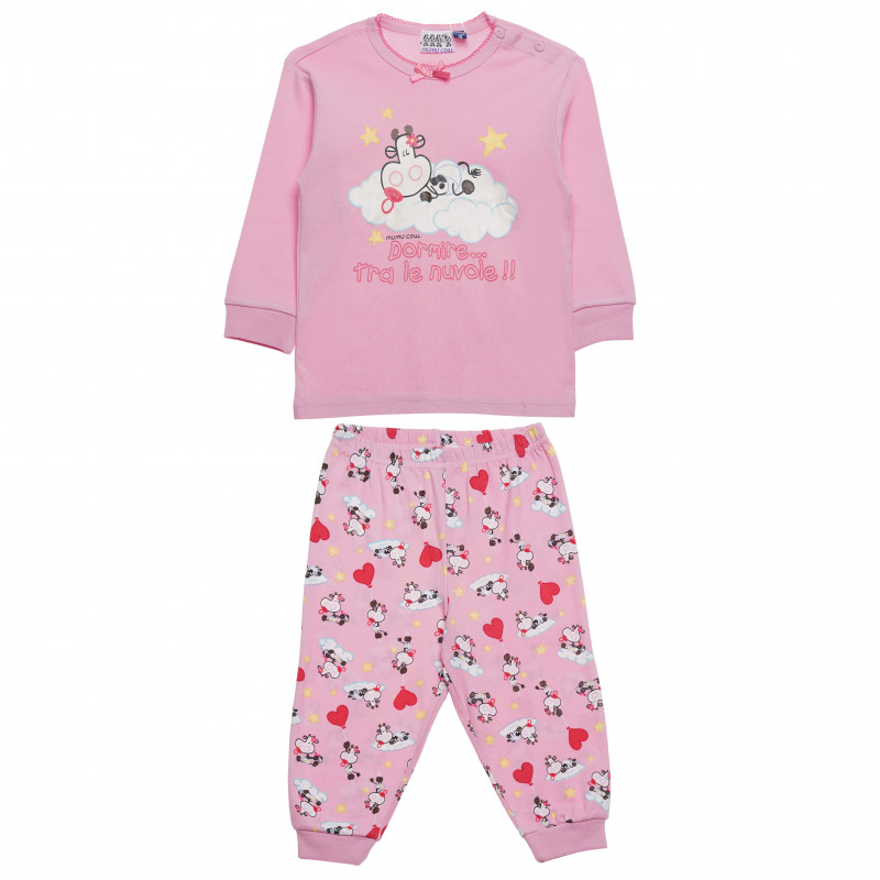 Памучна пижама от две части за момиче розов  165677